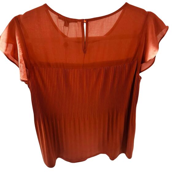 Adrianna Papell Chiffon Yoke Pleated Knit Top= Women's Small - Picture 2 of 4